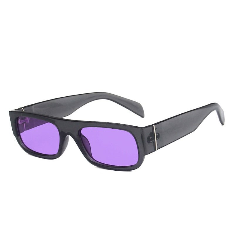 Retro Rectangle Champagne Purple Sunglasses - Sunglasses