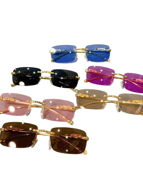 Retro Rimless Leopard Sunglasses - Sunglasses