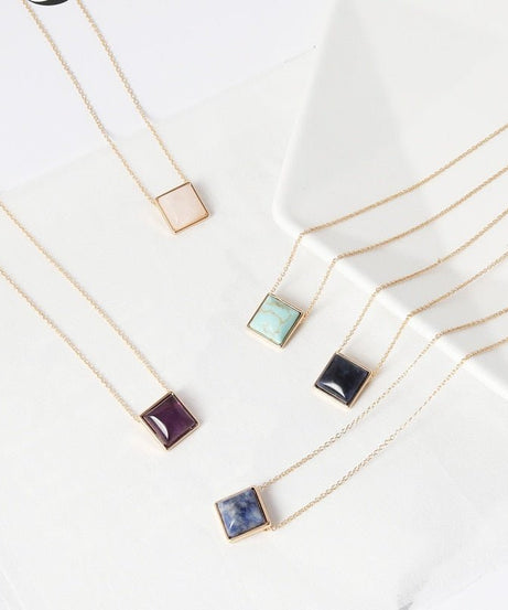 Retro Square pendant necklace - Necklaces