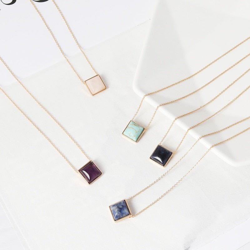 Retro Square pendant necklace - Necklaces