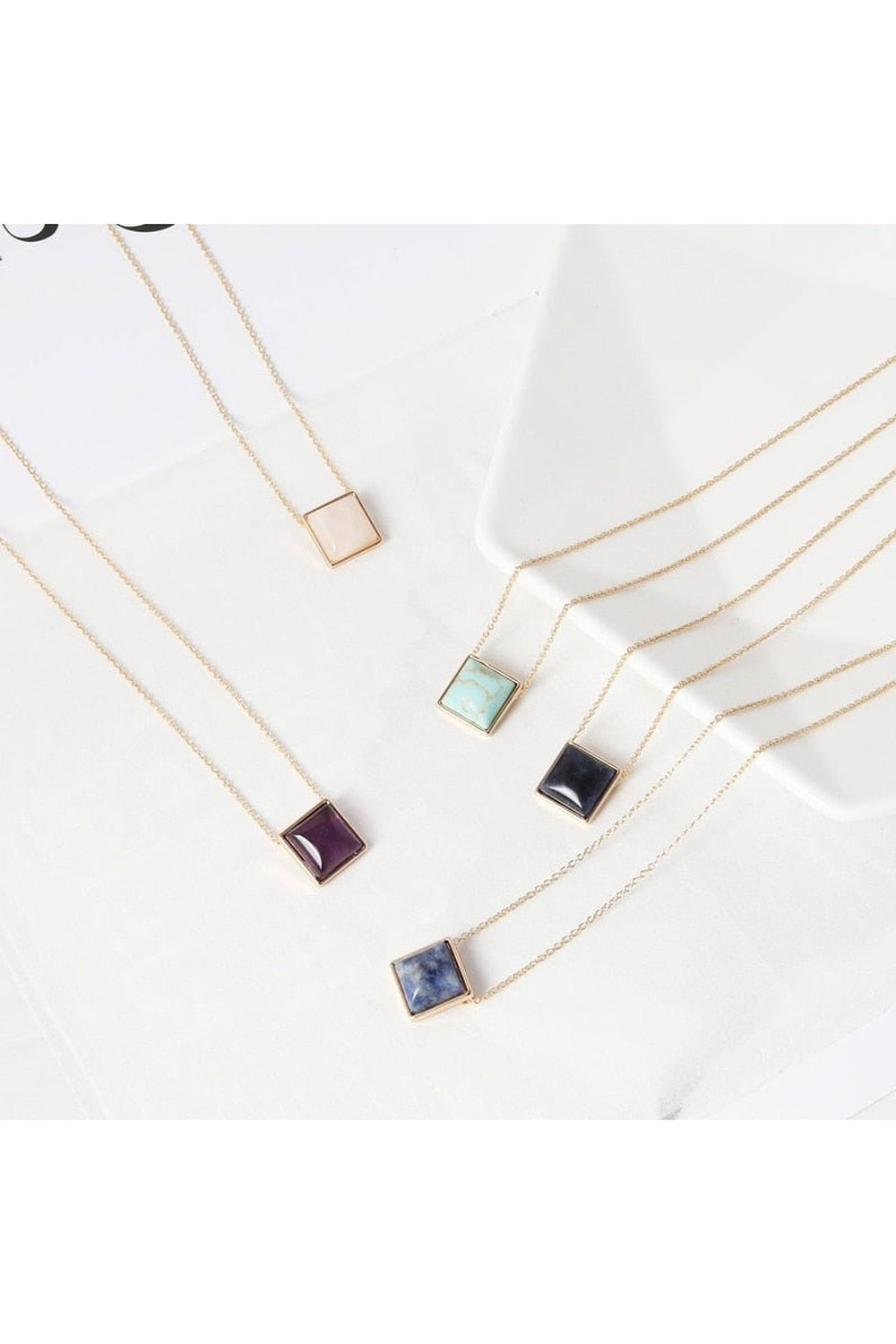 Retro Square pendant necklace - Necklaces