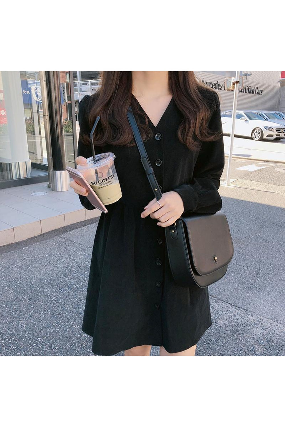 Retro Style Long Sleeve Cute Dress - Dresses