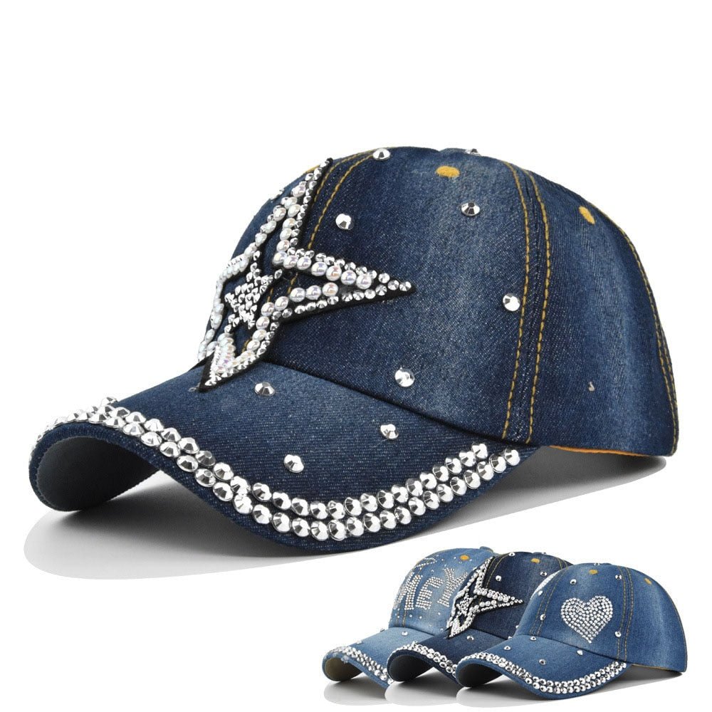 Rhinestone Baseball Cap - Hats