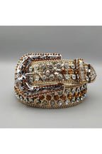 Belt – Rhinestone Rivet – Y2K Revival – Modern Design Gold 110cm Shoptery