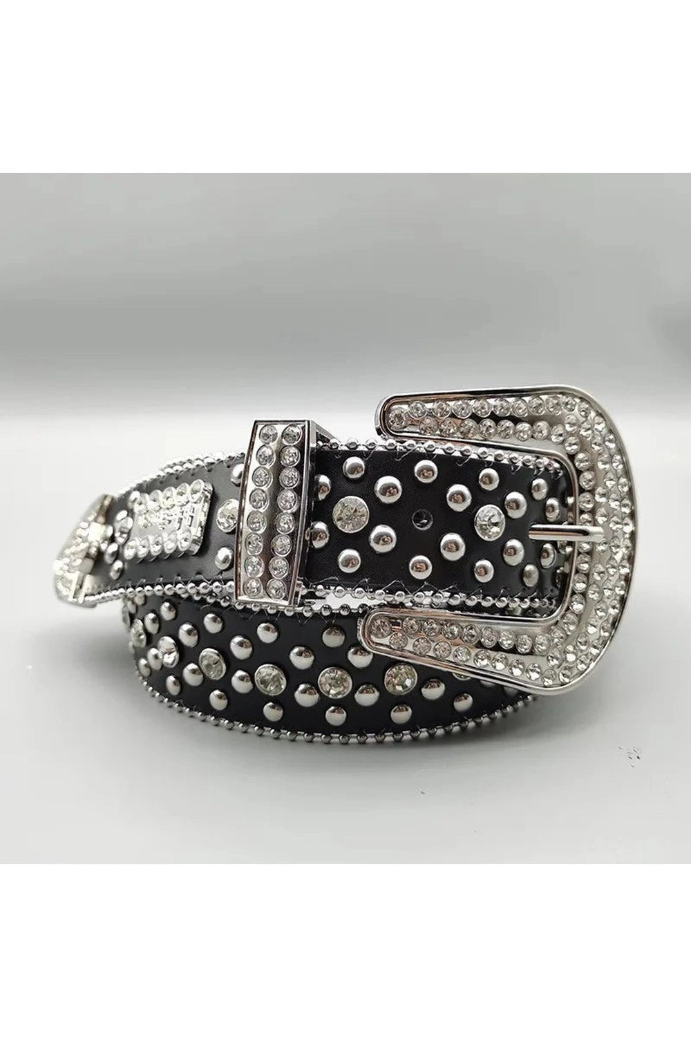 Rhinestone Rivet Denim Y2K Style Belt black 110cm Shoptery