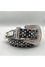 Belt – Rhinestone Rivet – Y2K Revival – Modern Design black 110cm Shoptery