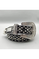 Rhinestone Rivet Denim Y2K Style Belt black 110cm Shoptery