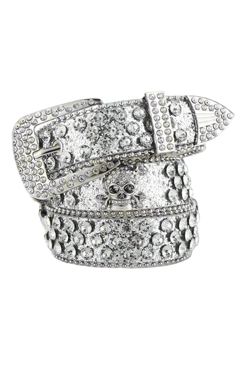 Alt Rhinestone Skull Rivet Belt Shoptery