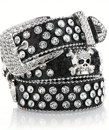 Rhinestone Skull Rivet Jeans Belt -