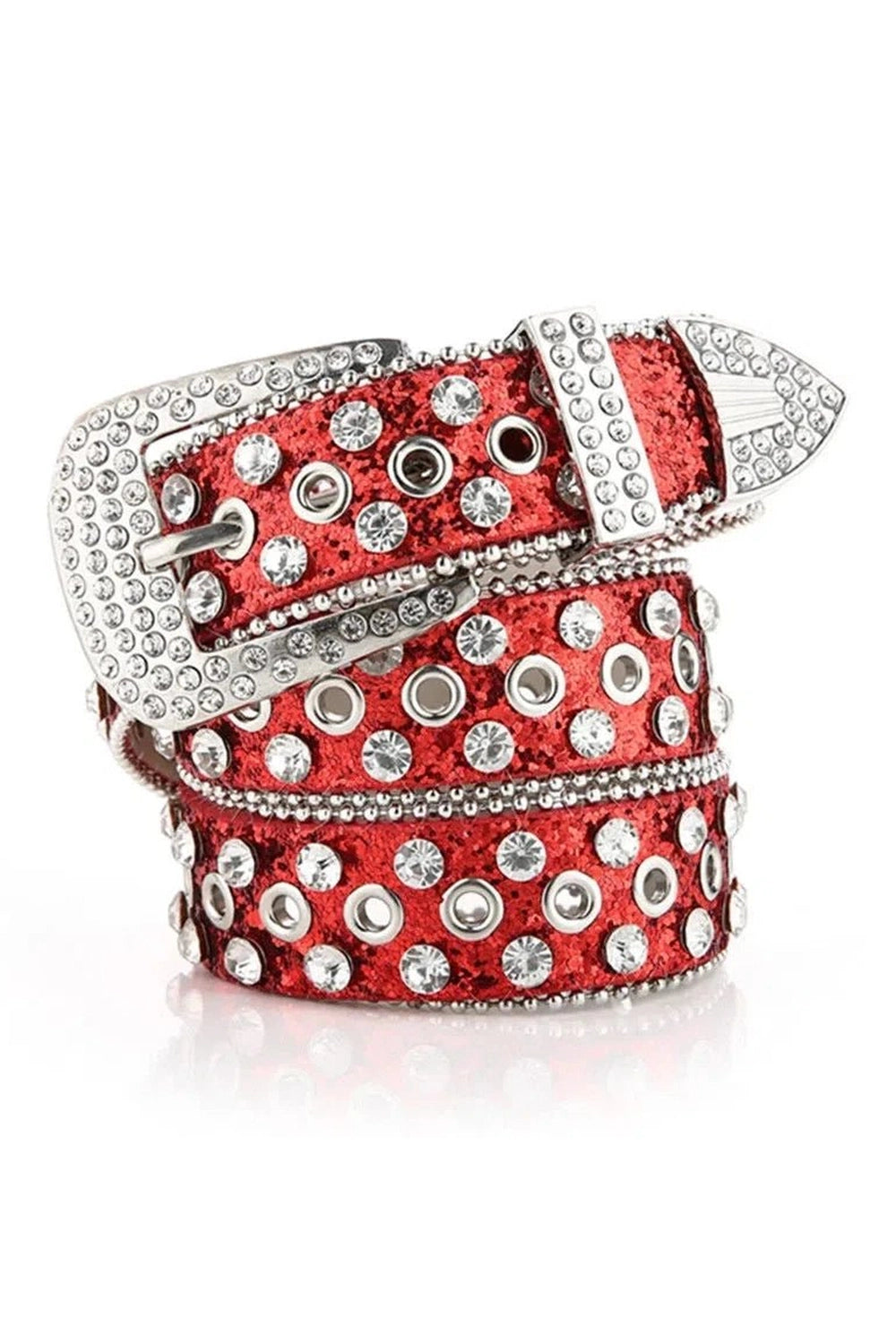Aesthetic Rhinestone Studded Belt Red 100CM Shoptery