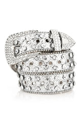 Aesthetic Rhinestone Studded Belt Silver 100CM Shoptery