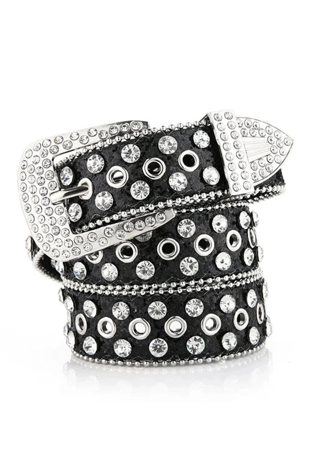Aesthetic Rhinestone Studded Belt Black 100CM Shoptery