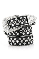 Aesthetic Rhinestone Studded Belt Black 100CM Shoptery