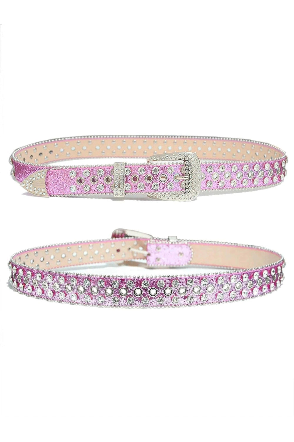 Aesthetic Rhinestone Studded Belt Pink 100CM Shoptery