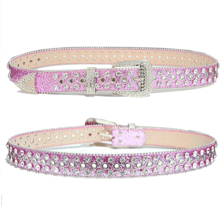 Aesthetic Rhinestone Studded Belt Pink 100CM Shoptery