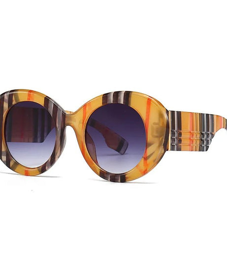 Round Vintage Stripe Sunglasses -