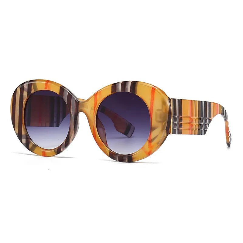 Round Vintage Stripe Sunglasses -