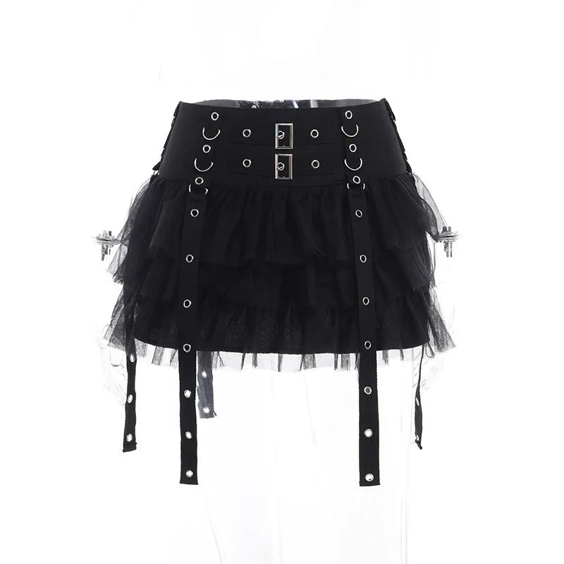 Ruffled Gothic Mini Skirt -