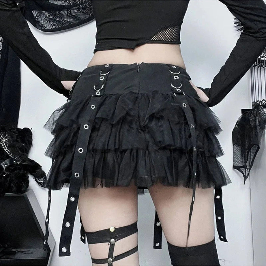 Alt Ruffled Gothic Mini Skirt Shoptery