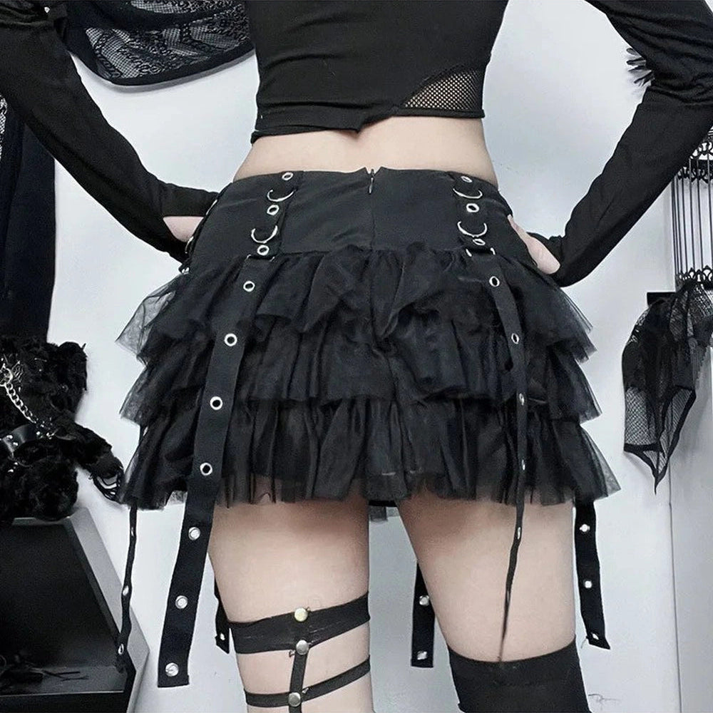 Alt Ruffled Gothic Mini Skirt Shoptery