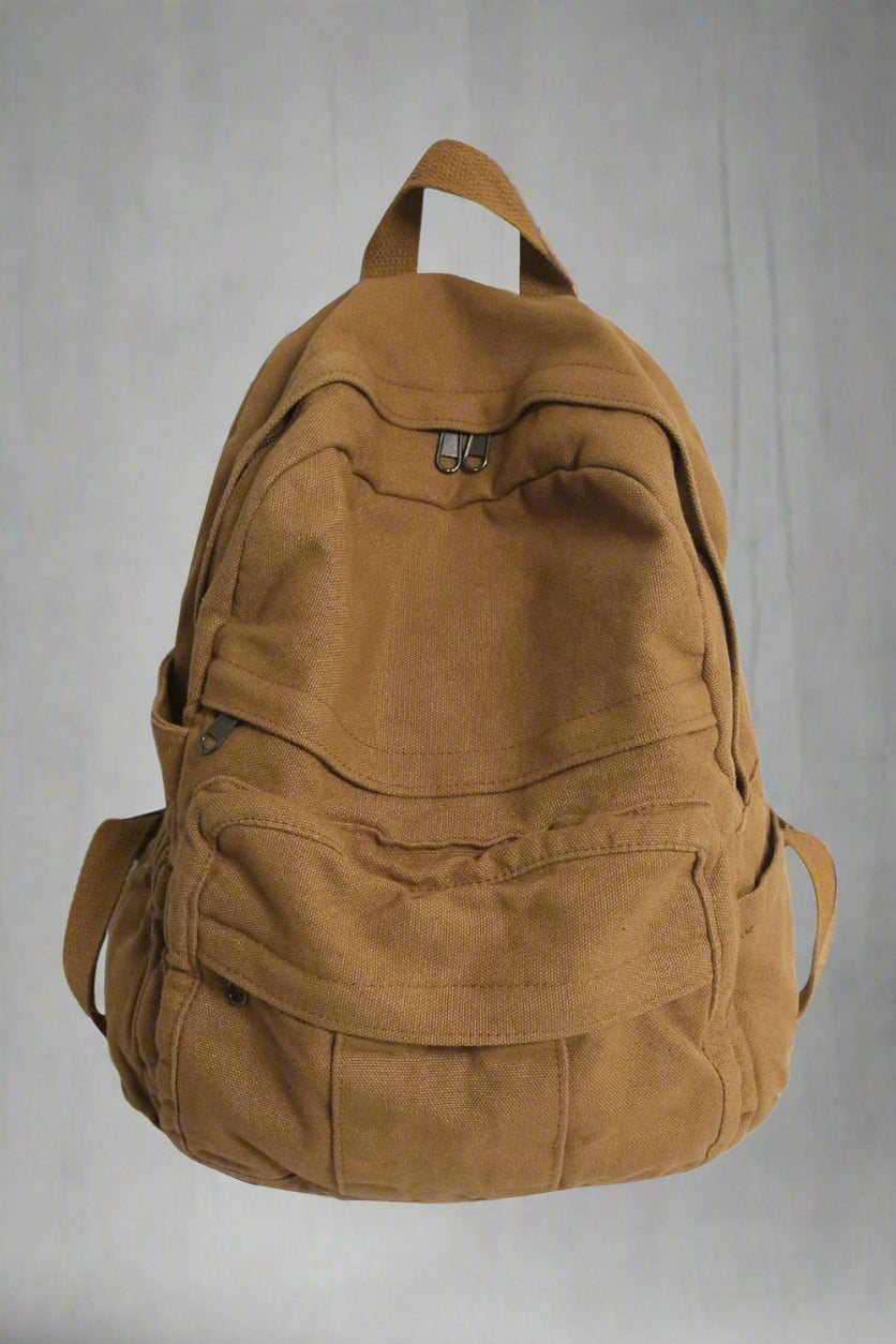 School Bag College Student Retro Backpack khaki L32cmW13cmH34cm Shoptery
