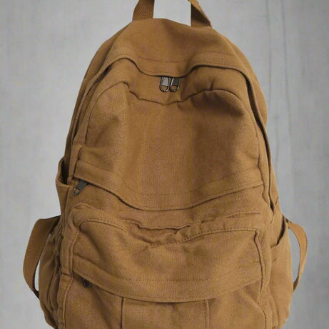 School Bag College Student Retro Backpack khaki L32cmW13cmH34cm Shoptery