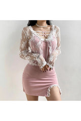 Coquette See-Through Lace Floral Cardigan Shoptery