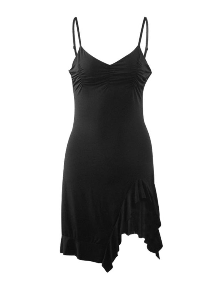 Sexy Black Spaghetti Strap Mini Dress - Dresses