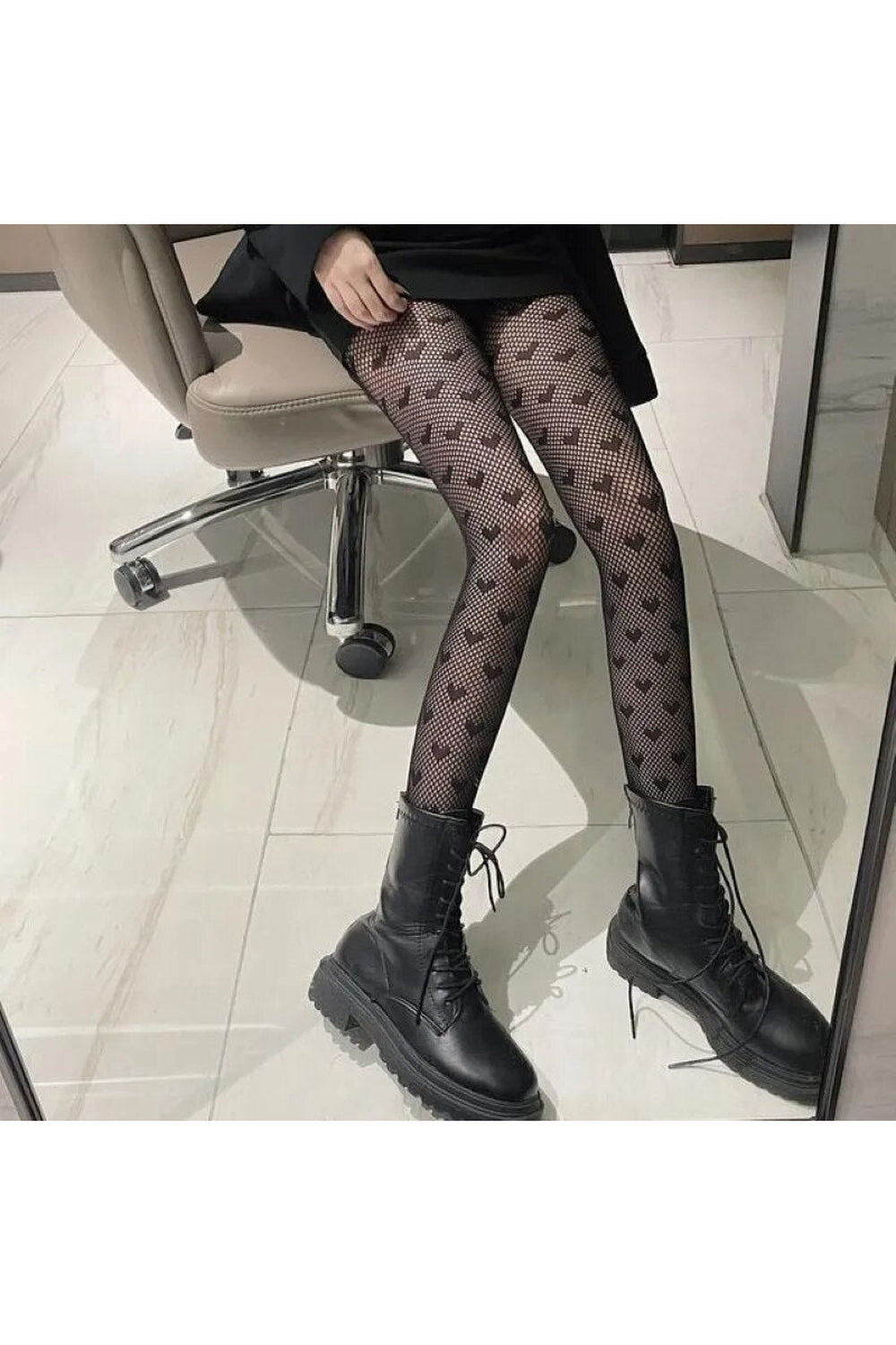 Coquette Patterned Fishnet Tights black z One Size Shoptery