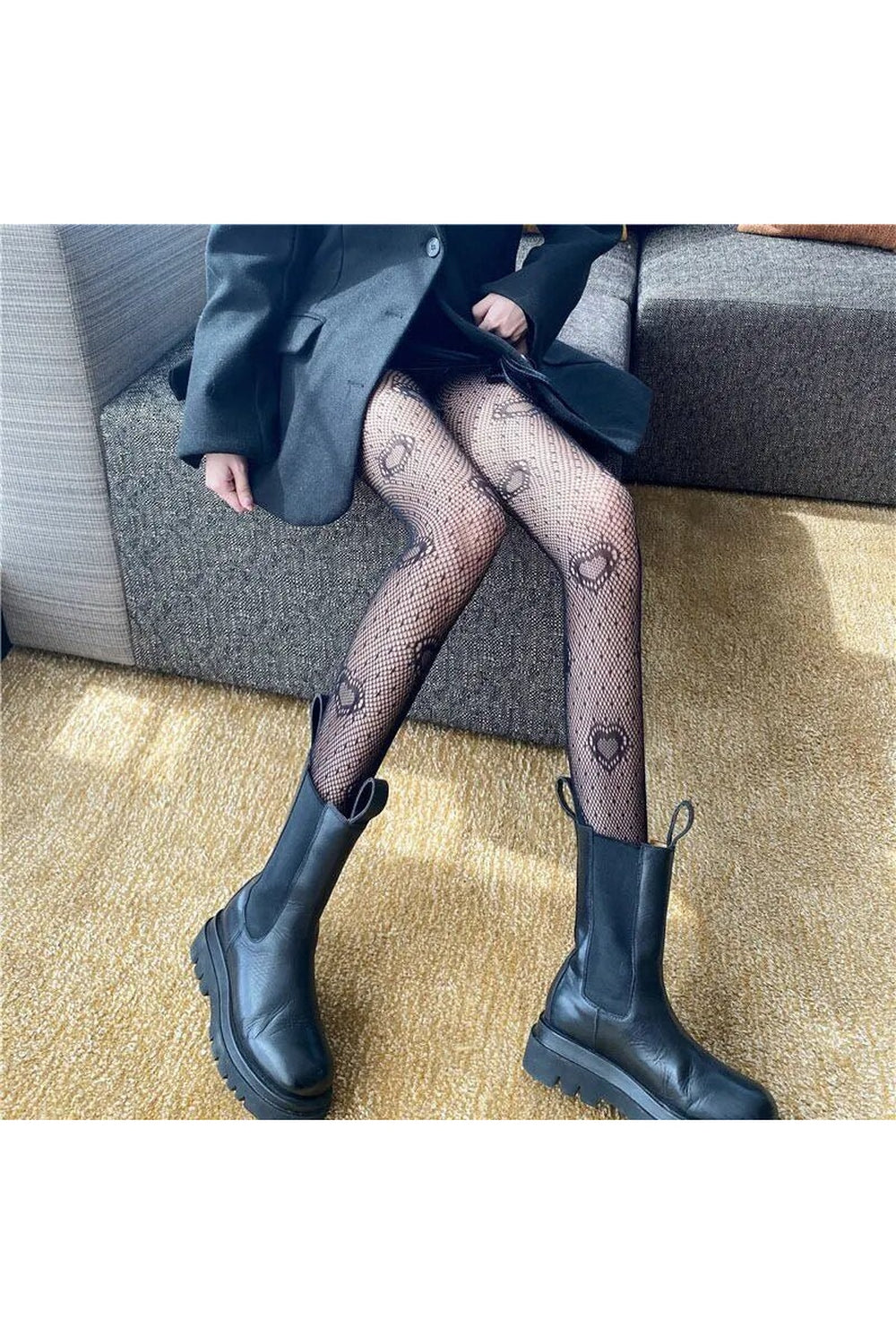 Coquette Patterned Fishnet Tights black n One Size Shoptery