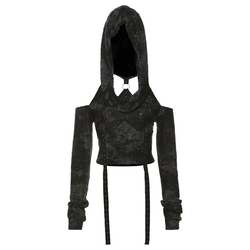 Shadow Cloak Crop Hoodie -