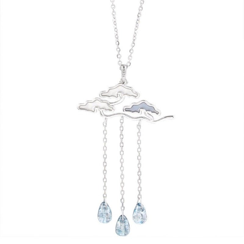 Silver Clouds Tassel Necklace - 0