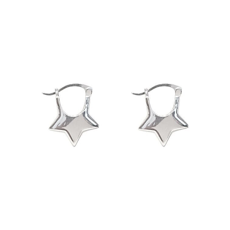 Silver Needle Star Stud Earrings - Earrings