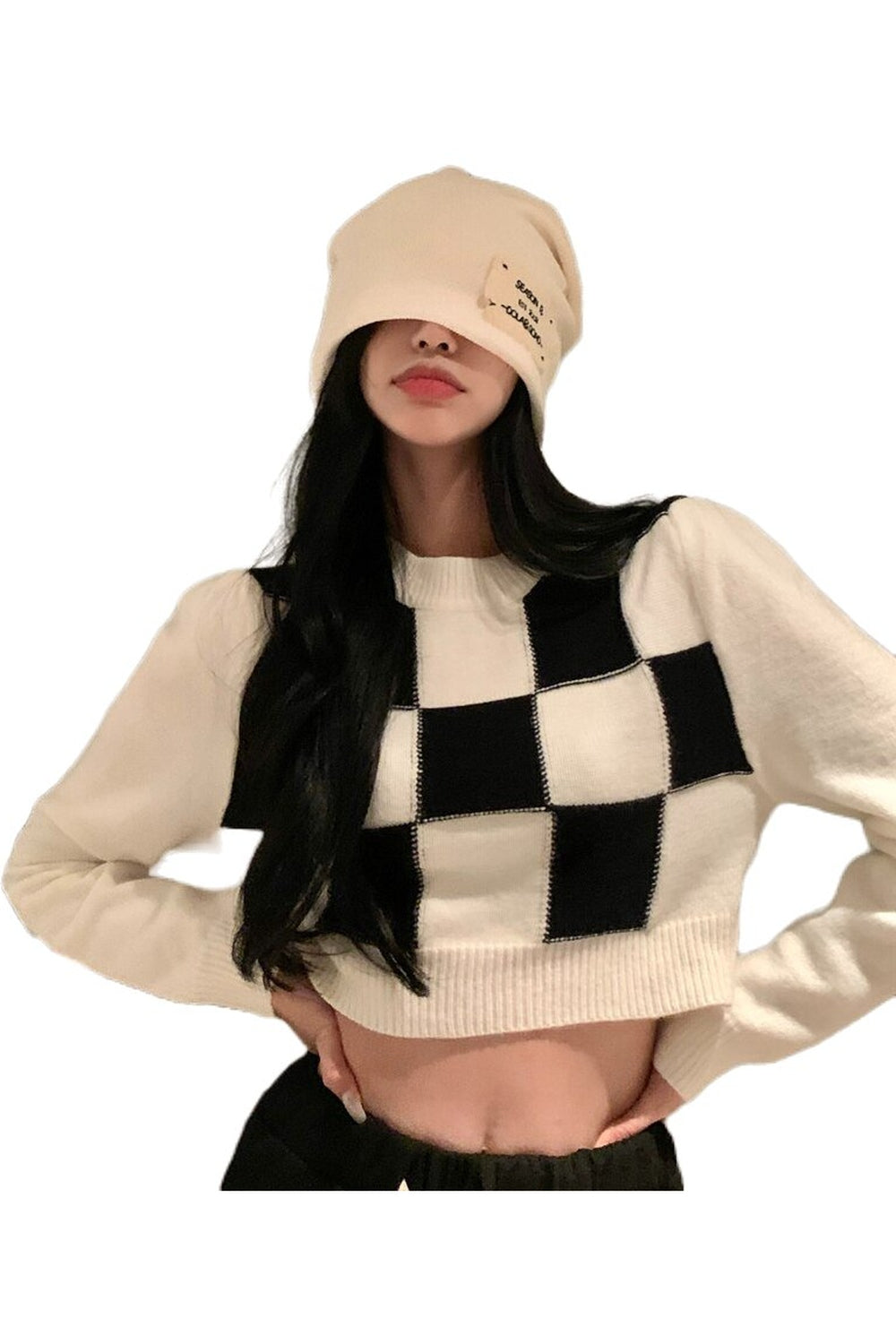 Skate Girl Checkerboard Sweater - Sweaters