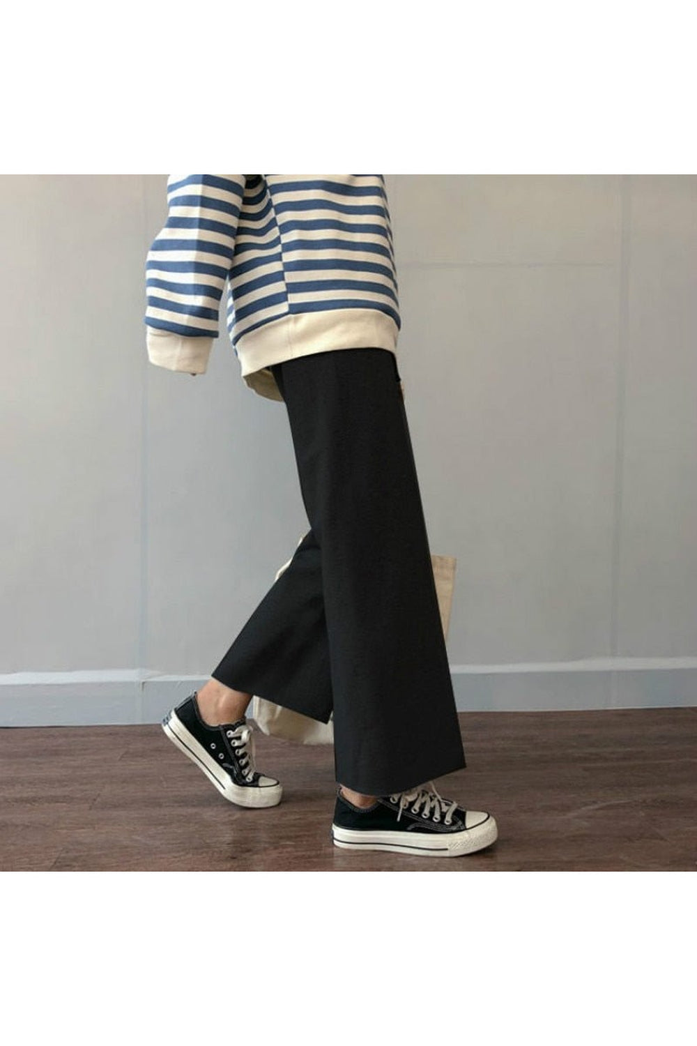 Skater Girl High Waist Oversize Black Pants - Pants