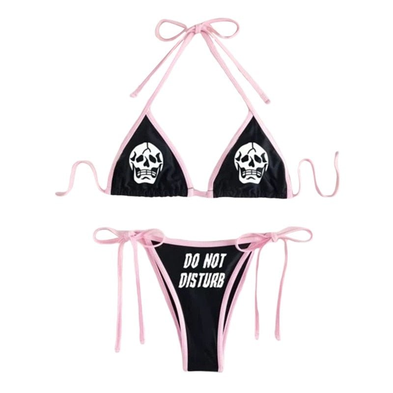 Skull Print Bikini "DO NOT DISTURB" - Swimsuits