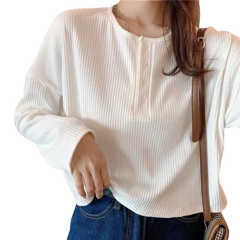 Slim Knitted Pullover Blouse - Blouses