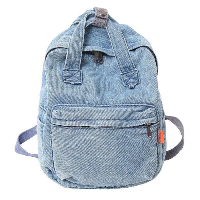 Small Denim Portable Backpack - Backpacks