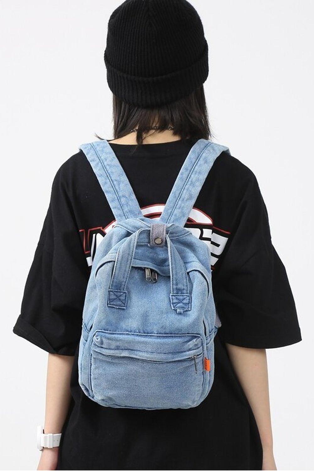 Small Denim Portable Backpack Shoptery