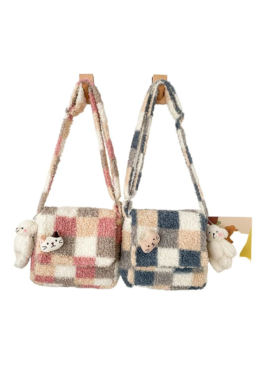 Small Plush Checked Crossbody Bag -