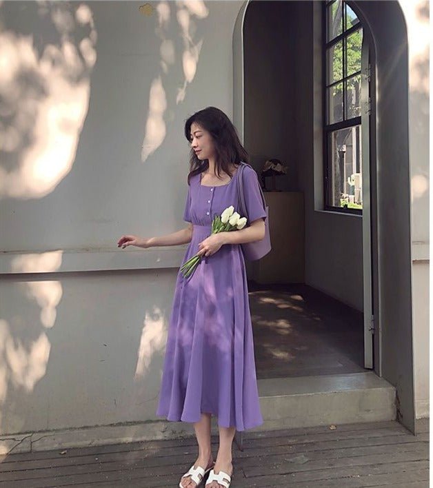 Soft Purple Retro Dress - Dresses