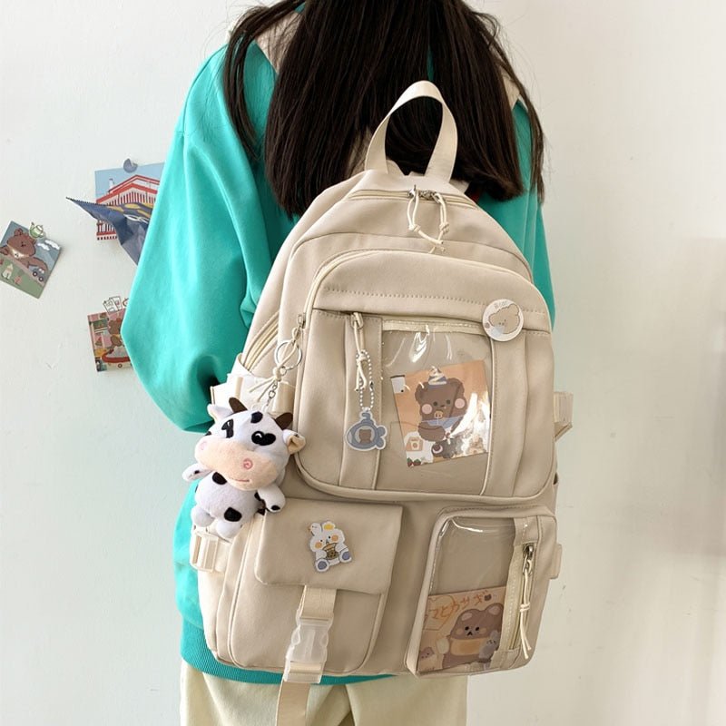 Solid Color Aesthetic Cute Backpack - Backpacks