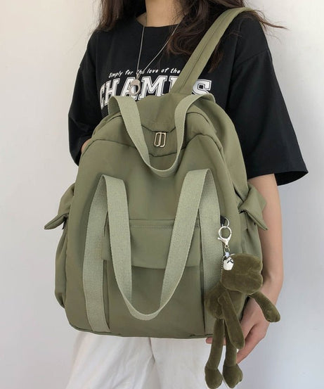 Solid Color Waterproof Backpack - Backpacks