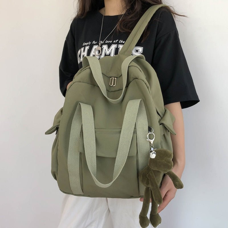 Solid Color Waterproof Backpack - Backpacks