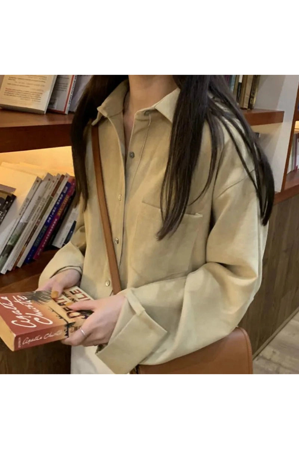 Solid Pocket Retro Shirt khaki Shoptery