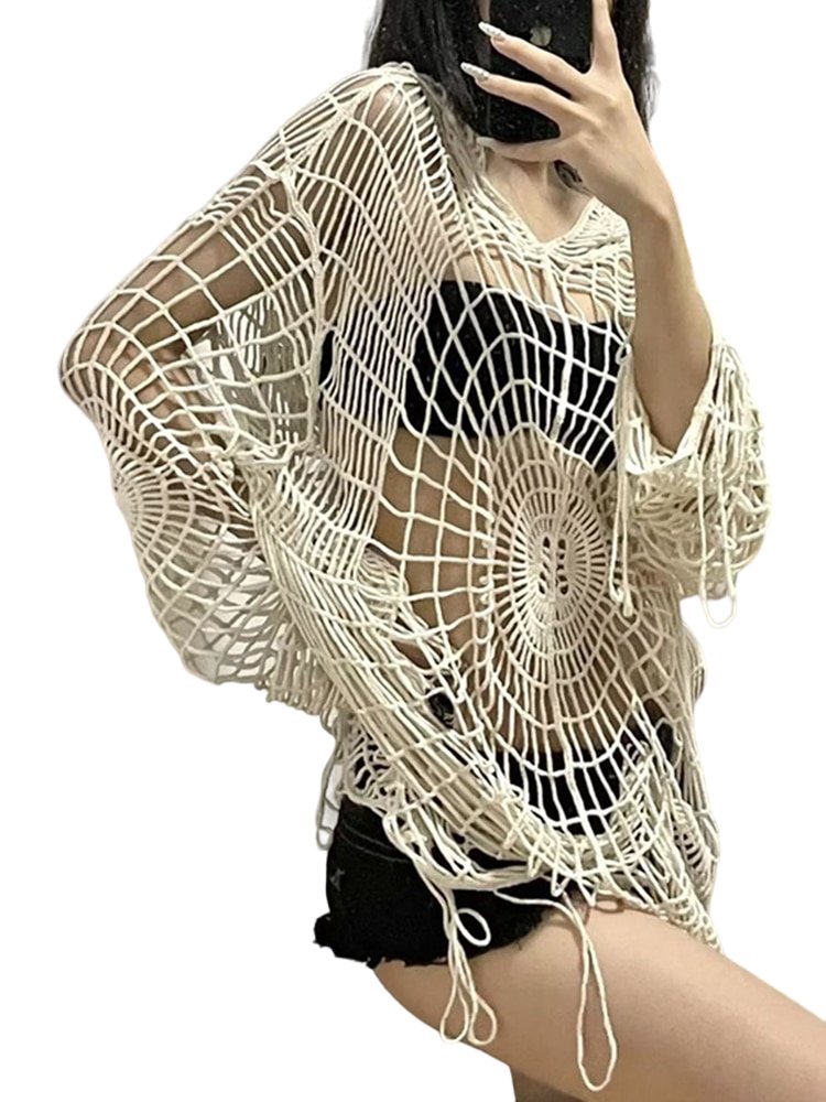 Spider Web Knit Sweater - Sweaters