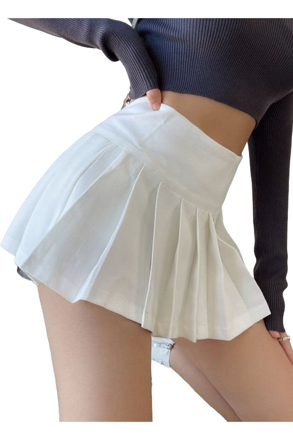 Split Pleated Mini Skirt - Skirts