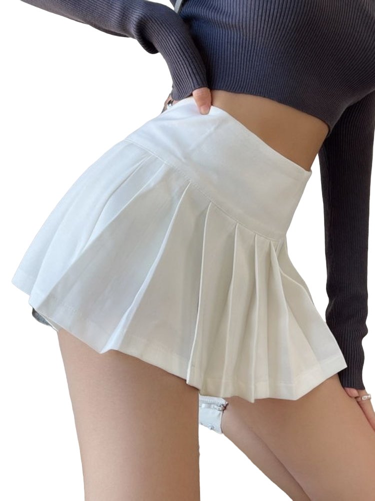 Split Pleated Mini Skirt - Skirts