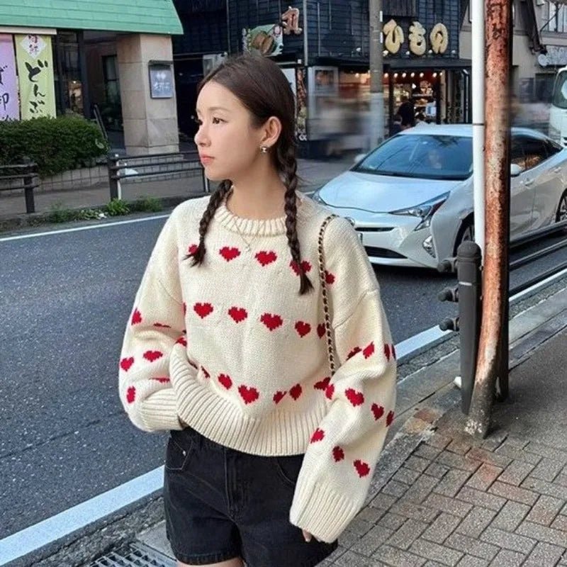 Spring Love Heart Knit Sweater -