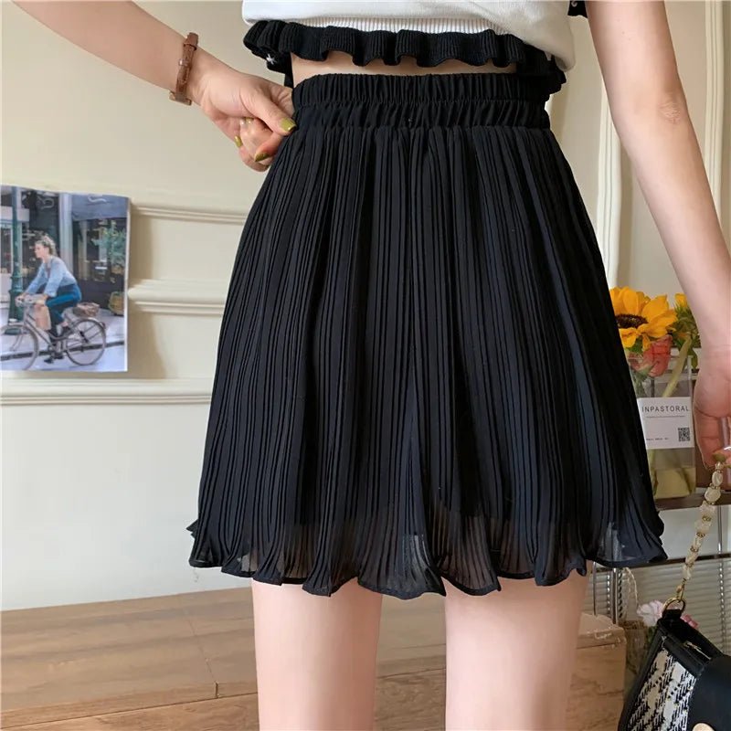 Spring Pleated Schoolgirl Mini Skirt -
